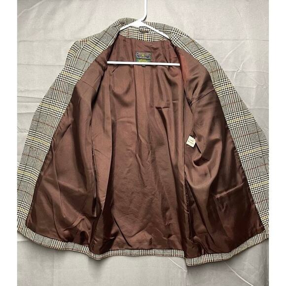 Charter Club 100 Wool Brown Plaid Blazer Prince of Wales Sz 10 Preppy Academia - Picture 7 of 12